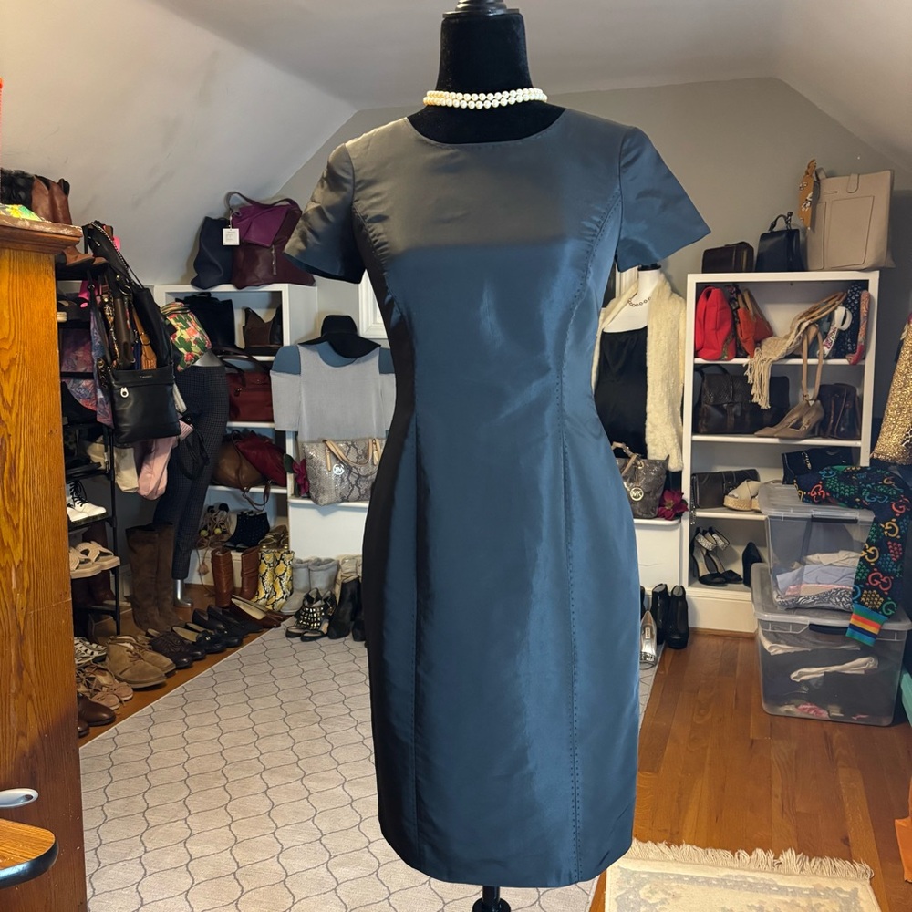 BROOKS BROTHERS Stunning Petite Black Taffeta Sheath Dress | Size 0P - Picture 5 of 10